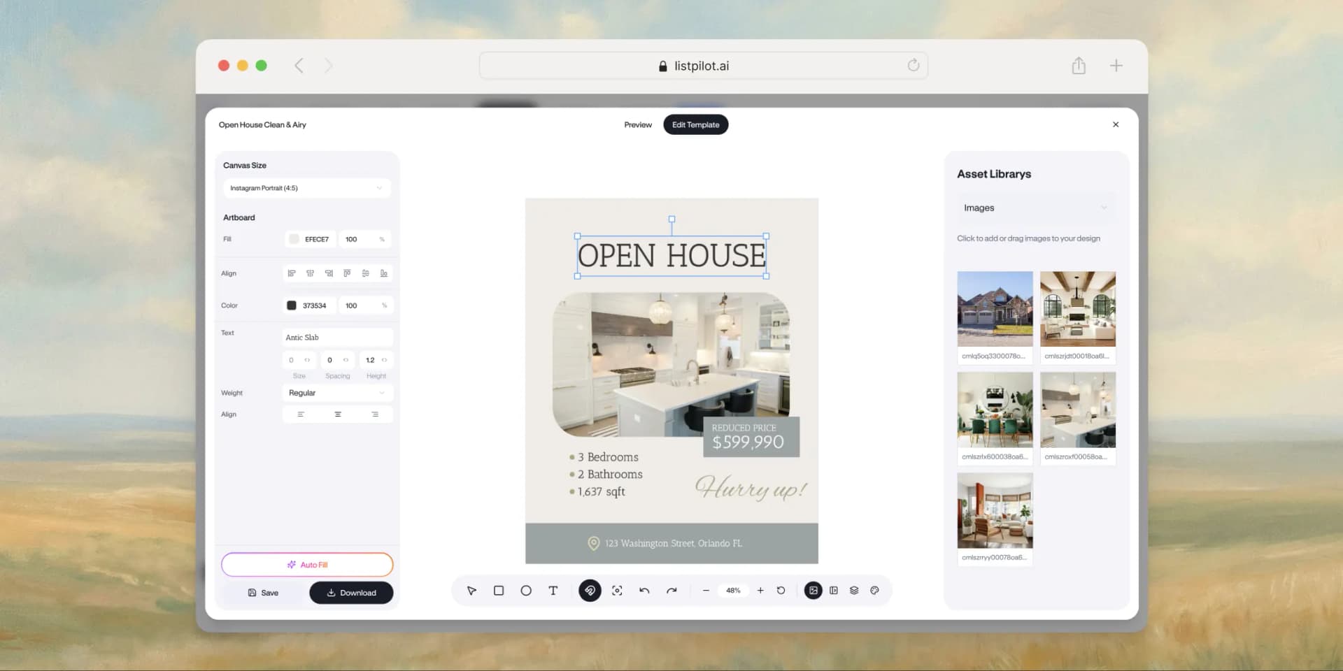 Screenshot of the social media editor